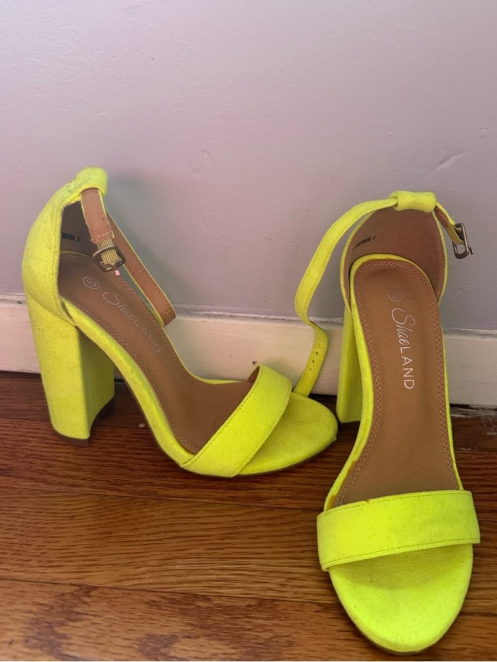 Neon Yellow Block Heel Sandals